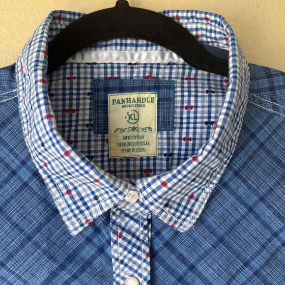 Panhandle Women's Western Blue Plaid Sleeveless Button-Up Shirt Size XL - Picture 4 of 4